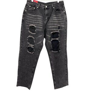 NWT JEANS Women's Distressed High Rise Raw Hem Stretch Jeans Size 8  (30" x 27")